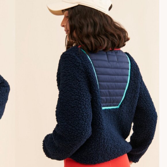 Anthropologie Addison Bay Blue Major Sherpa Pullover Size small - Picture 2 of 13